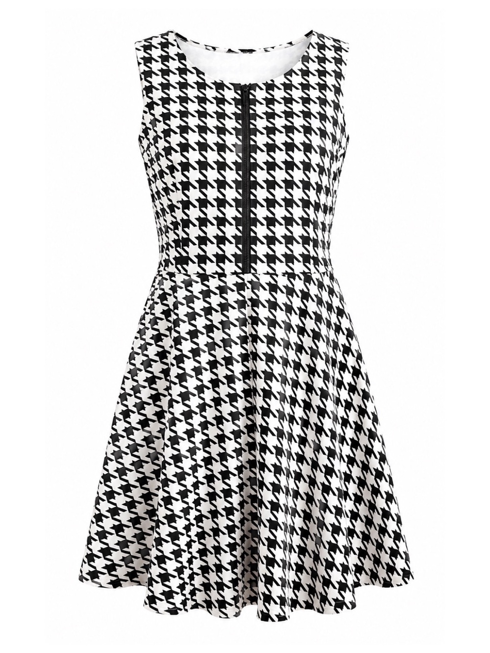 MICHAEL Michael Kors Black & White Houndstooth Fit & Flare Dress Womens Size 8